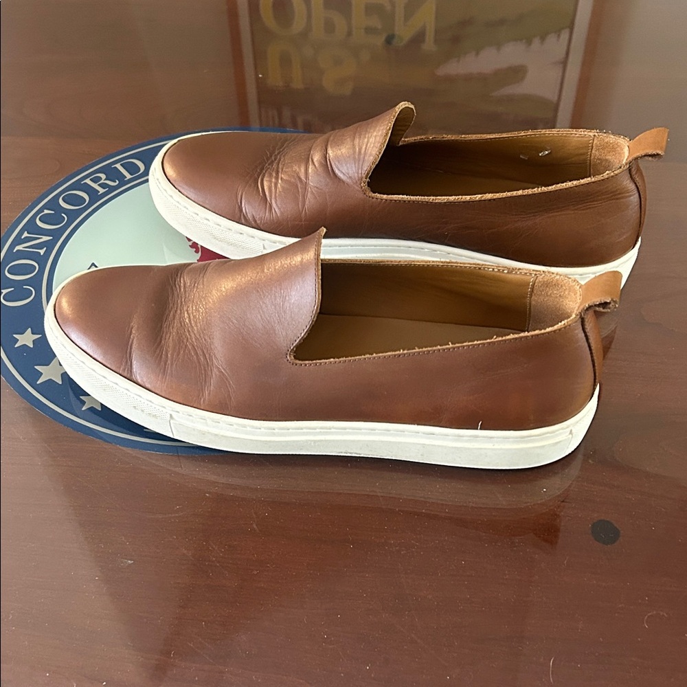 Sid Mashburn Brown Leather Slip-On Sneakers